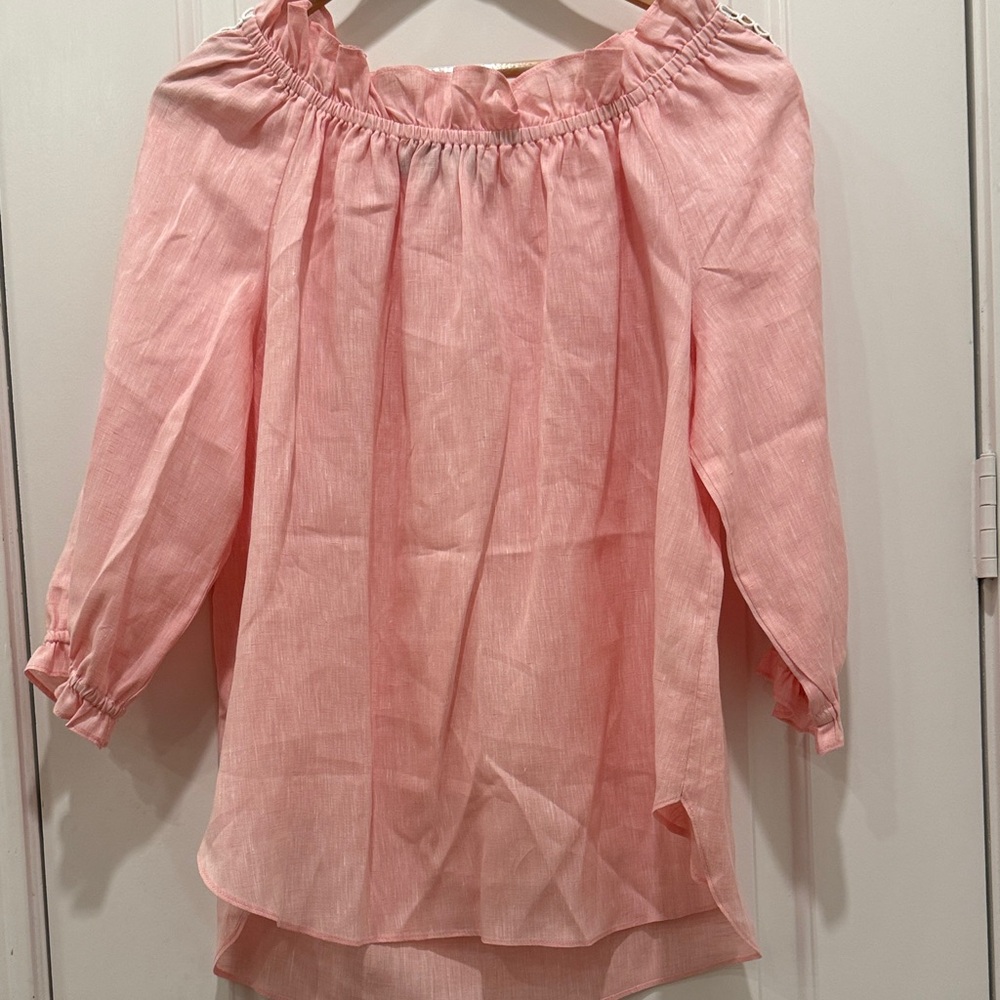 Sara Campbell Light Pink Blouse with Lace Detail